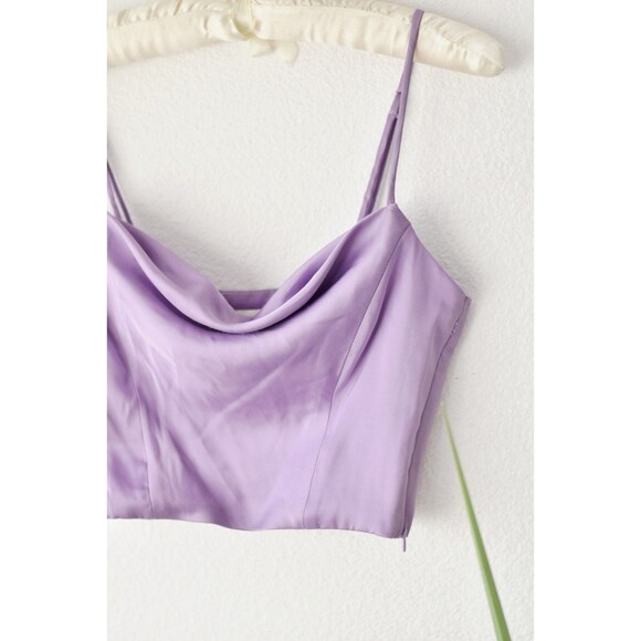 H&M Crop Top Woman's Xs Pastel Purple Lavender Princess Coquette Satin - Picture 2 of 8
